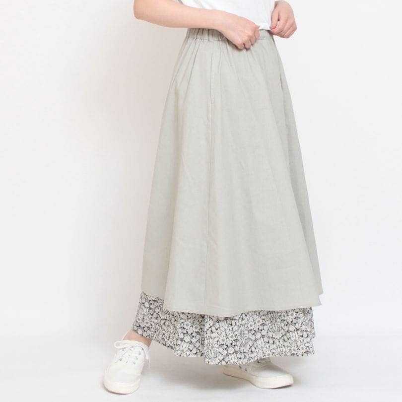 【20%OFF】【BLUEのみ ラスト1点】sosotto 裏地裾LIBERTYスカート
