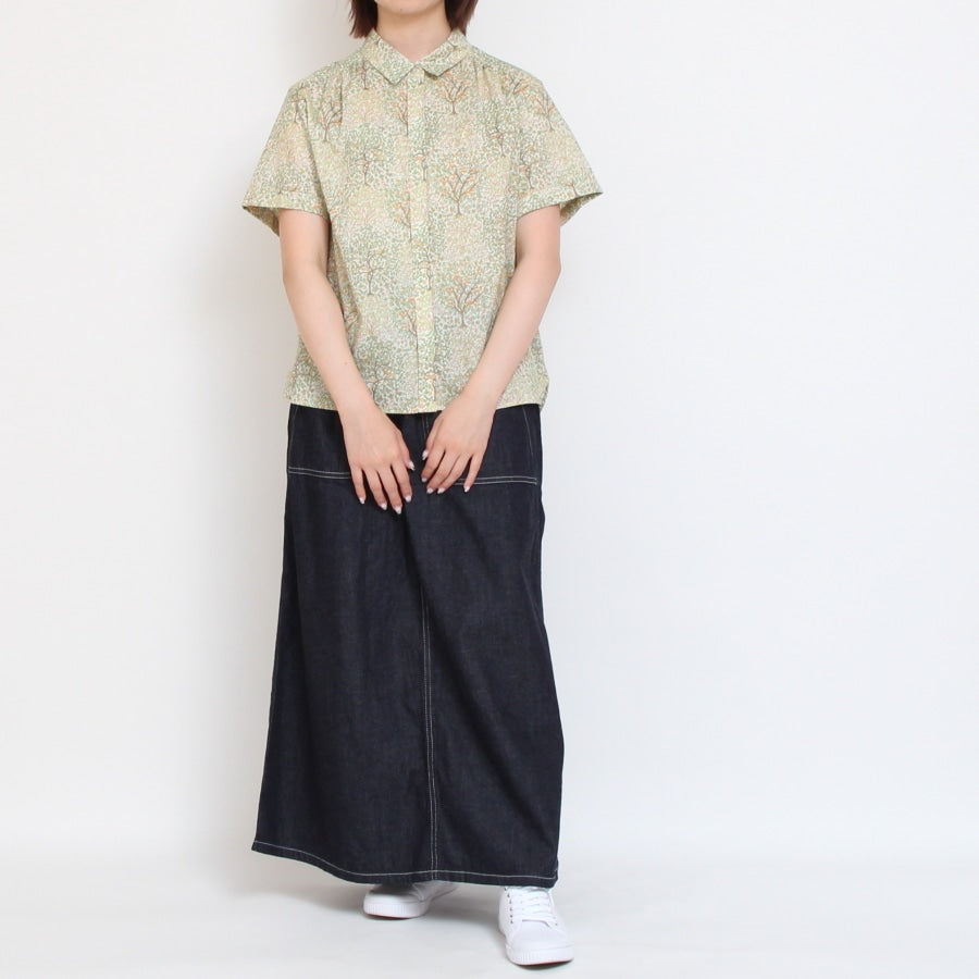 【20%OFF】【WHITEのみ ラスト1点】HOKKOH LIBERTY 比翼ギャザーシャツ(2506)