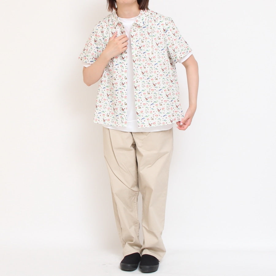 【20%OFF】【WHITEのみ ラスト1点】HOKKOH LIBERTY 比翼ギャザーシャツ(2506)