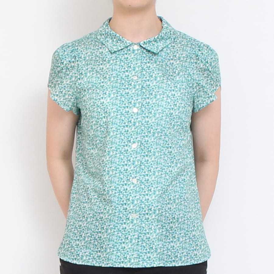 【30%OFF】【YELLOWサイズ1のみ ラスト1点】リバティチューリップ袖ブラウス(2405)