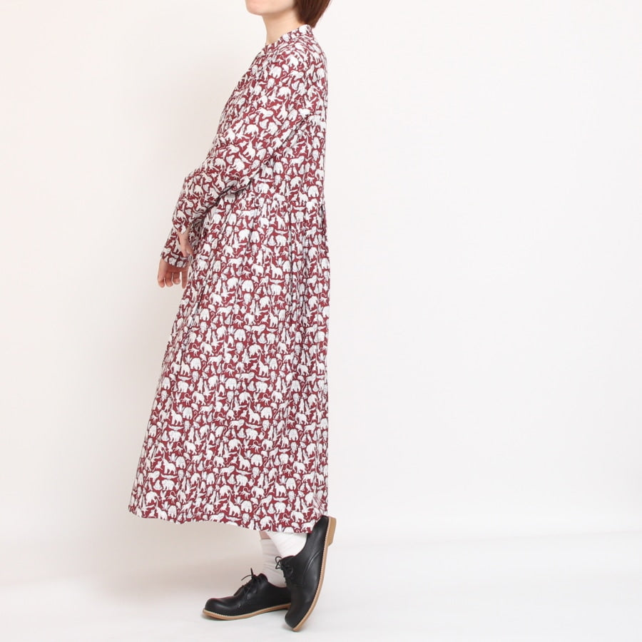 【20%OFF】【WINEサイズ2 ラスト1点】24animals長袖キーネックワンピース(2409)