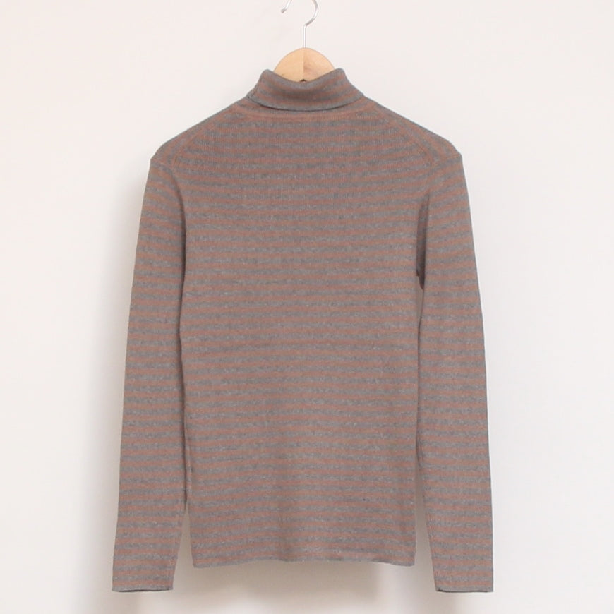 【CHARCOAL GRAYのみ】sosottoボーダーリブタートルプルオーバー42453222