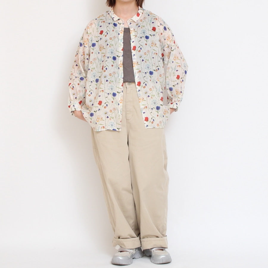 【IVORY・SAXのみ 残り僅か】【本店限定商品】シルフローンLIBERTY チビ襟チュニック2507