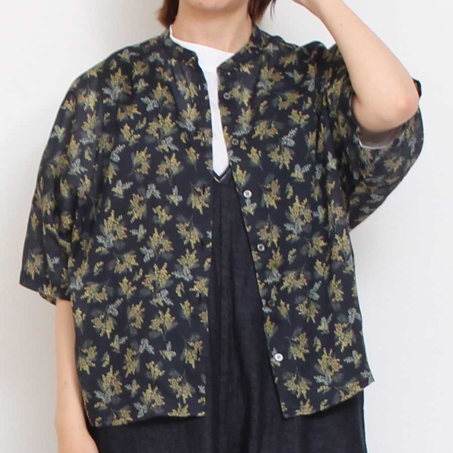 【NAVYラスト1点】【本店限定商品】シルフローンLIBERTY スタンドカラードルマンシャツ2507