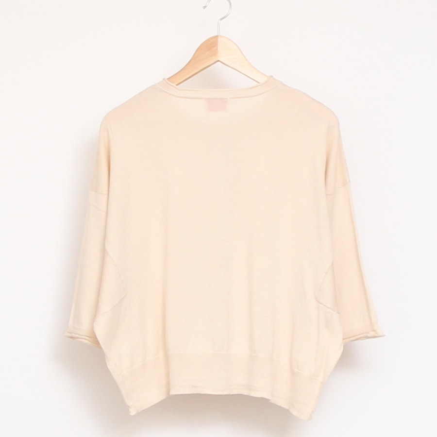 【IVORY WINEのみ 残り僅か】mao madeピマコットン7分袖カーディガン(2407)