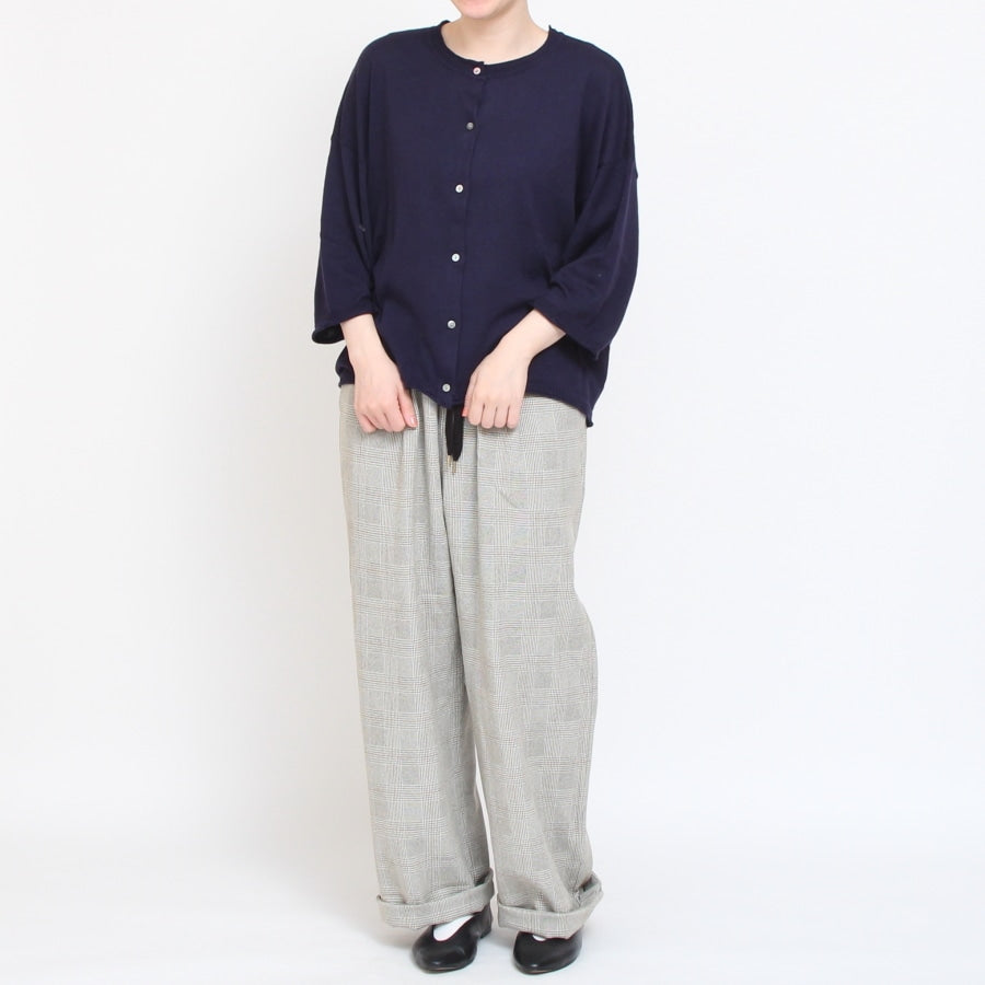 【IVORY WINEのみ 残り僅か】mao madeピマコットン7分袖カーディガン(2407)