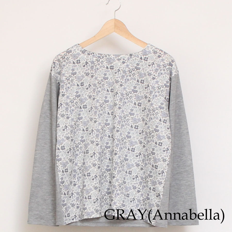 【20%OFF】【BEIGE・GRAYのみ ラスト1点ずつ】LIBERTY MIXボートネックプルオーバー67042