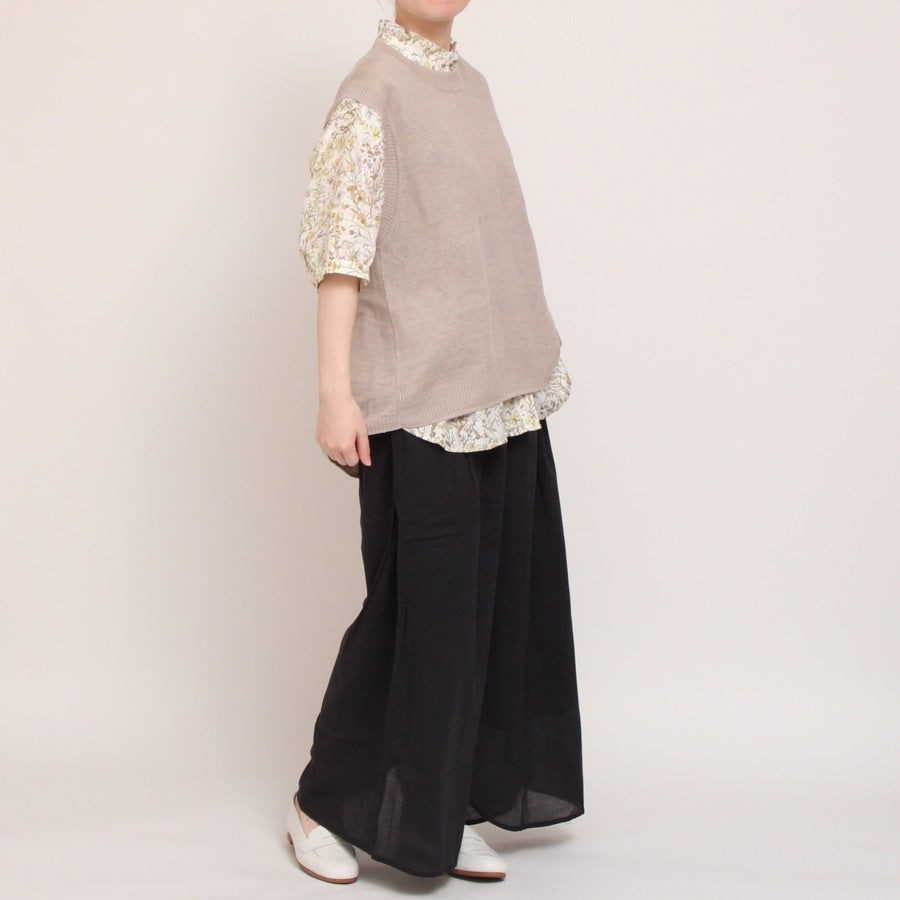 【30%OFF】【BLUEのみラスト1点】フランダースLIBERTY5分袖変形フリルシャツ2504