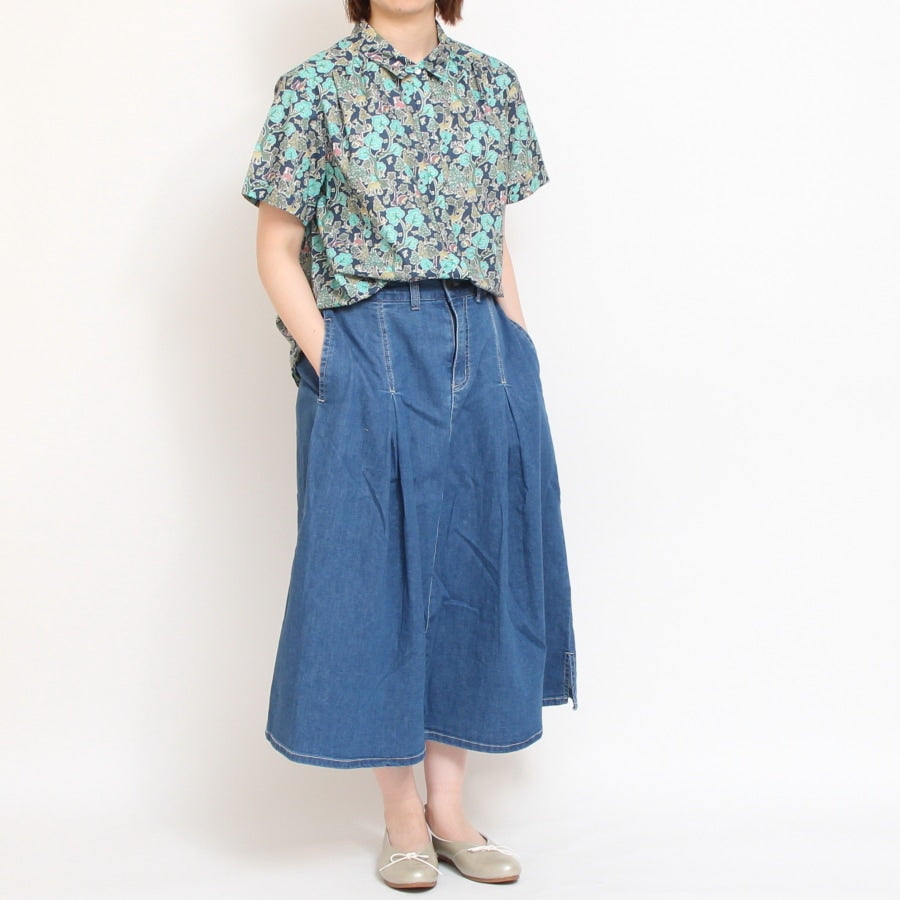 【20%OFF】【WHITEのみ ラスト1点】HOKKOH LIBERTY 比翼ギャザーシャツ(2506)