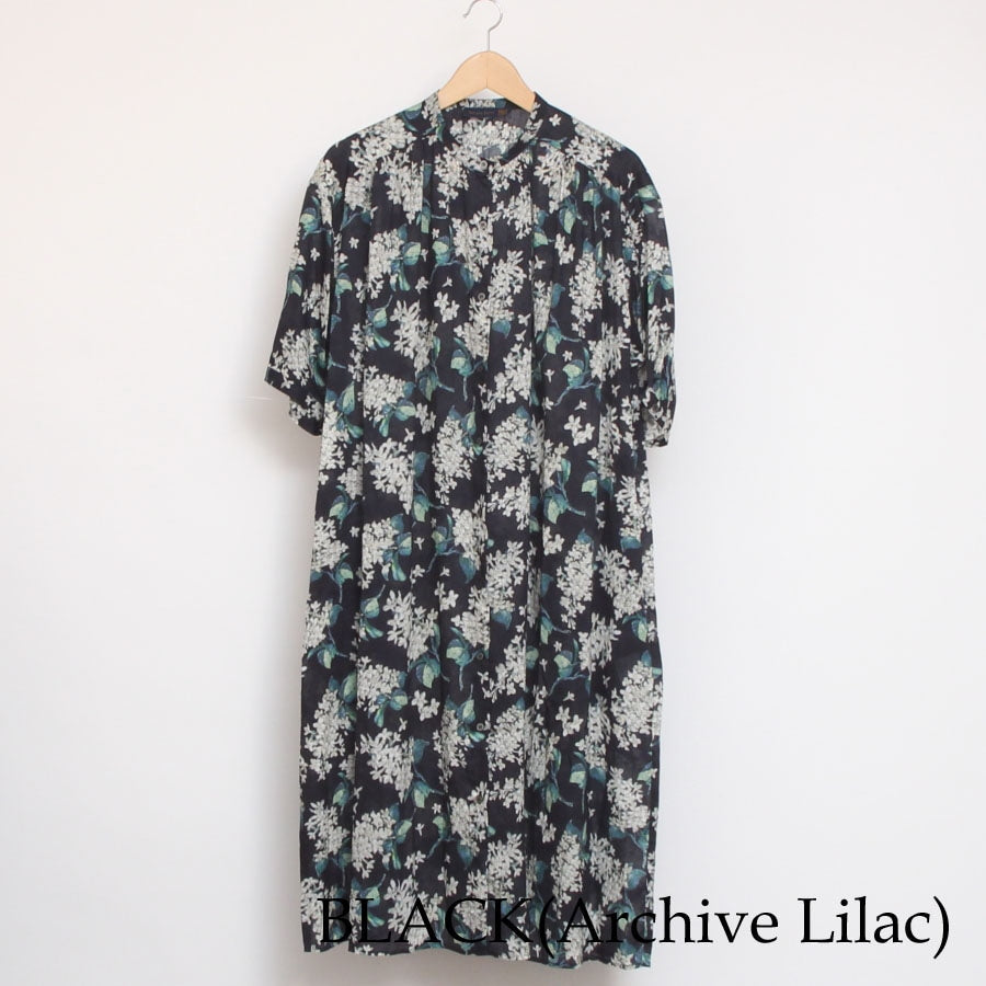 【CHARCOAL GRAYのみ ラスト1点】【本店限定商品】シルフローンLIBERTYショルダーギャザーワンピース(2407)