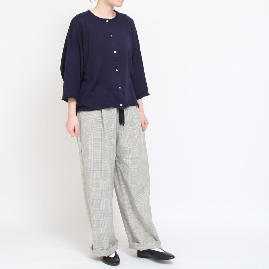 【IVORY WINEのみ 残り僅か】mao madeピマコットン7分袖カーディガン(2407)