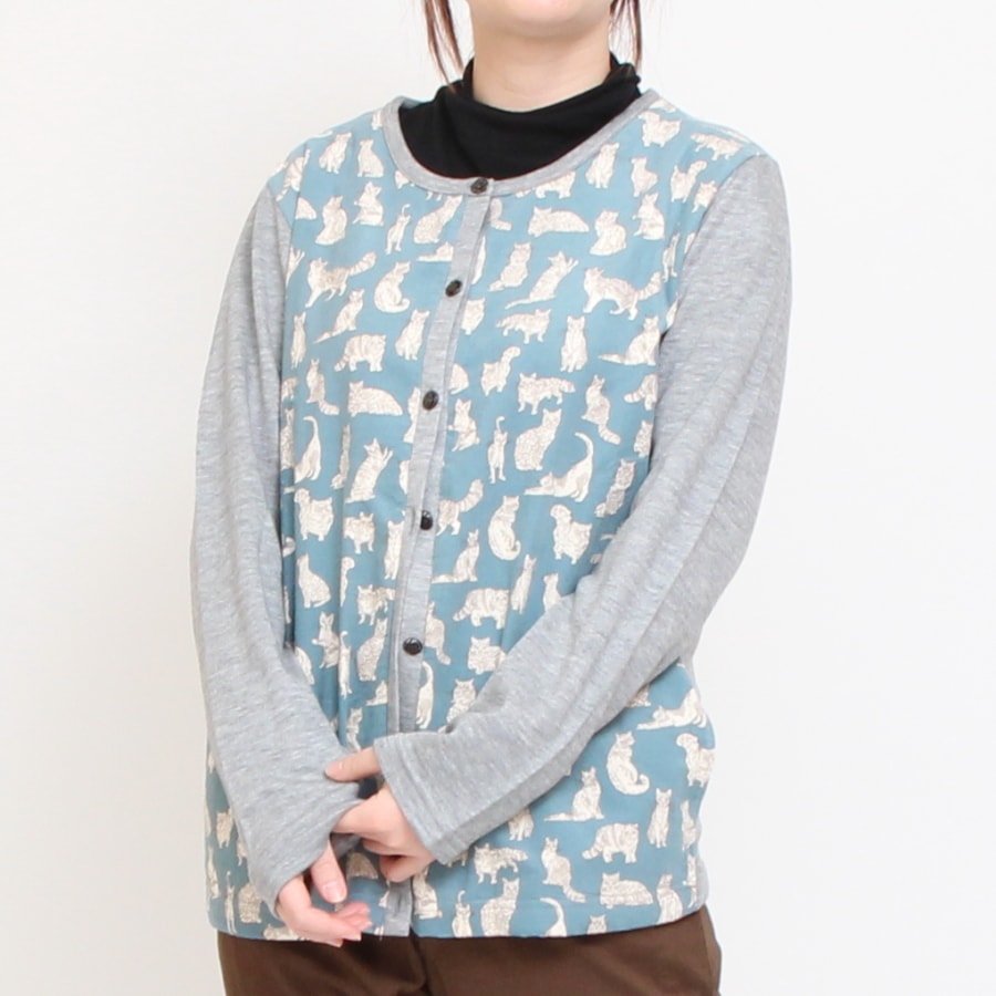 【BLACKラスト1点】LIBERTY MIXクルーネックカーディガン67064