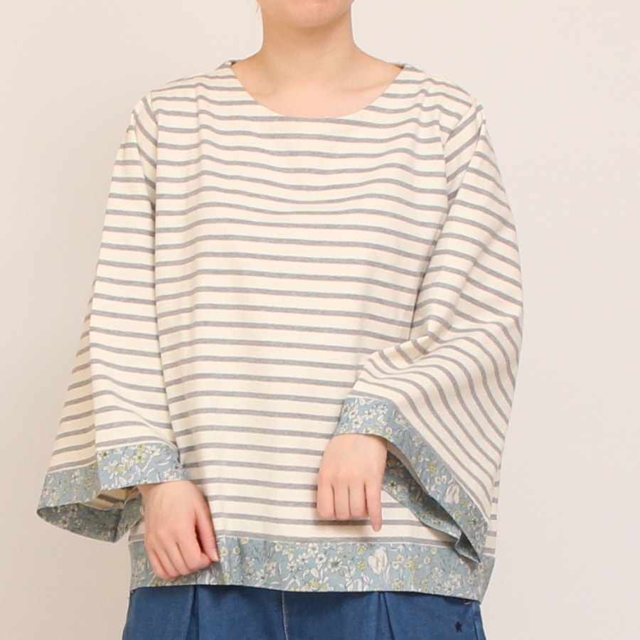 【30%OFF】【WHITE・NAVYのみ 残り僅か】LIBERTYボーダーMIXプルオーバー