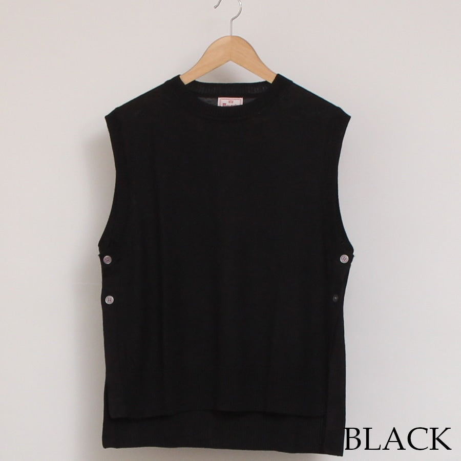 【50%OFF】【IVORY・MINTのみ 残り僅か】mao made UVカットリネン サイド釦ベスト