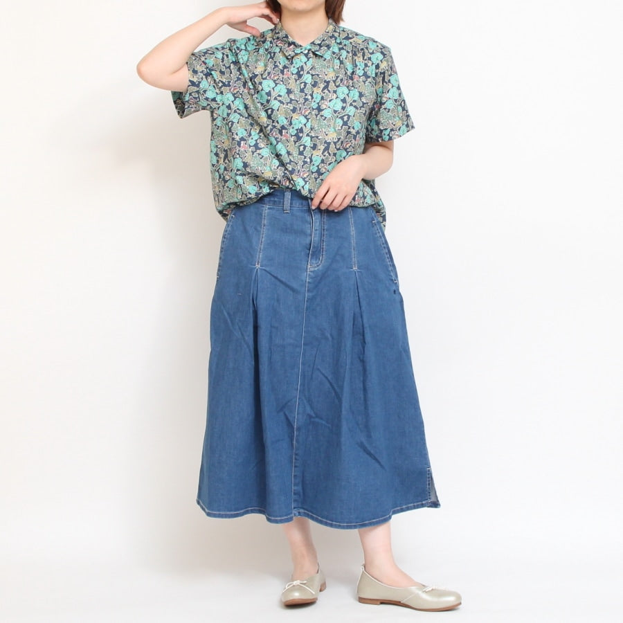 【20%OFF】【WHITEのみ ラスト1点】HOKKOH LIBERTY 比翼ギャザーシャツ(2506)