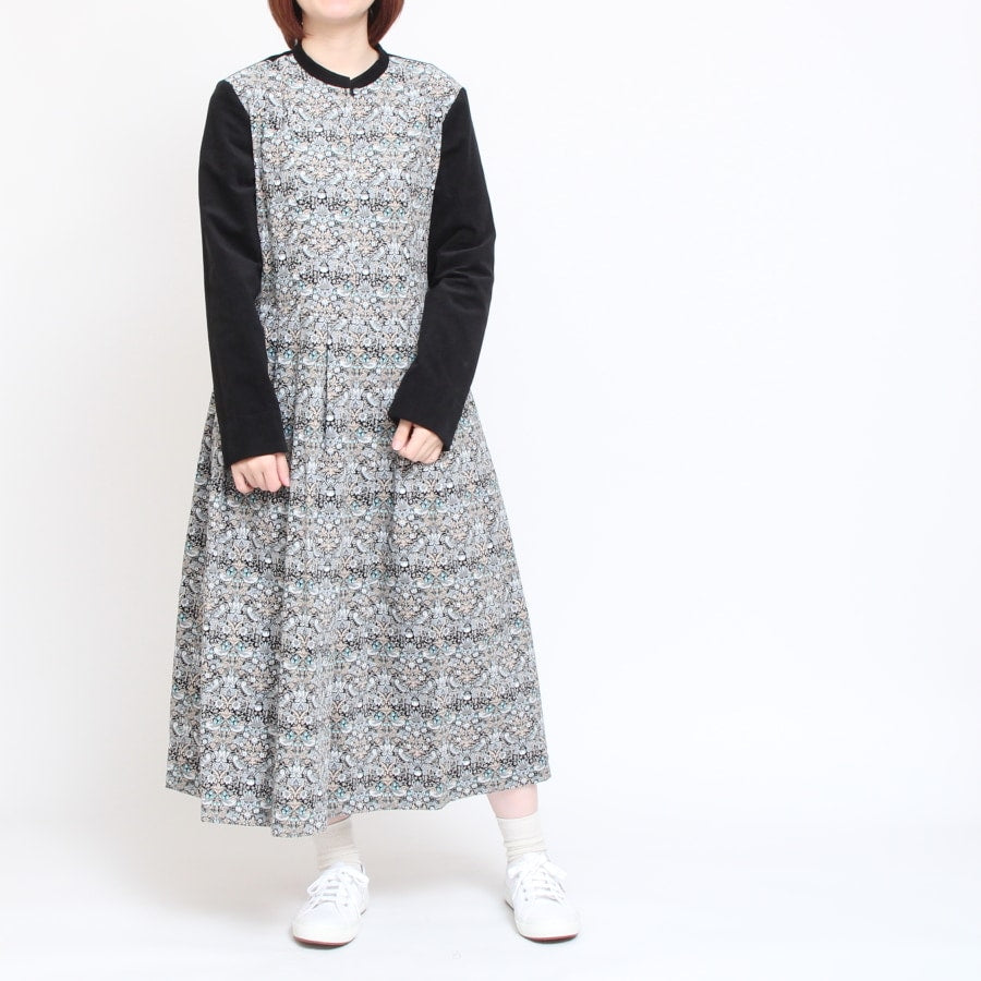 【20%OFF】【CAMELのみ】コーデュロイLIBERTY切替キーネックワンピース2411