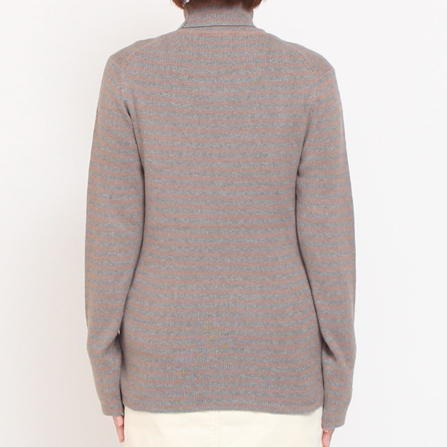 【CHARCOAL GRAYのみ】sosottoボーダーリブタートルプルオーバー42453222
