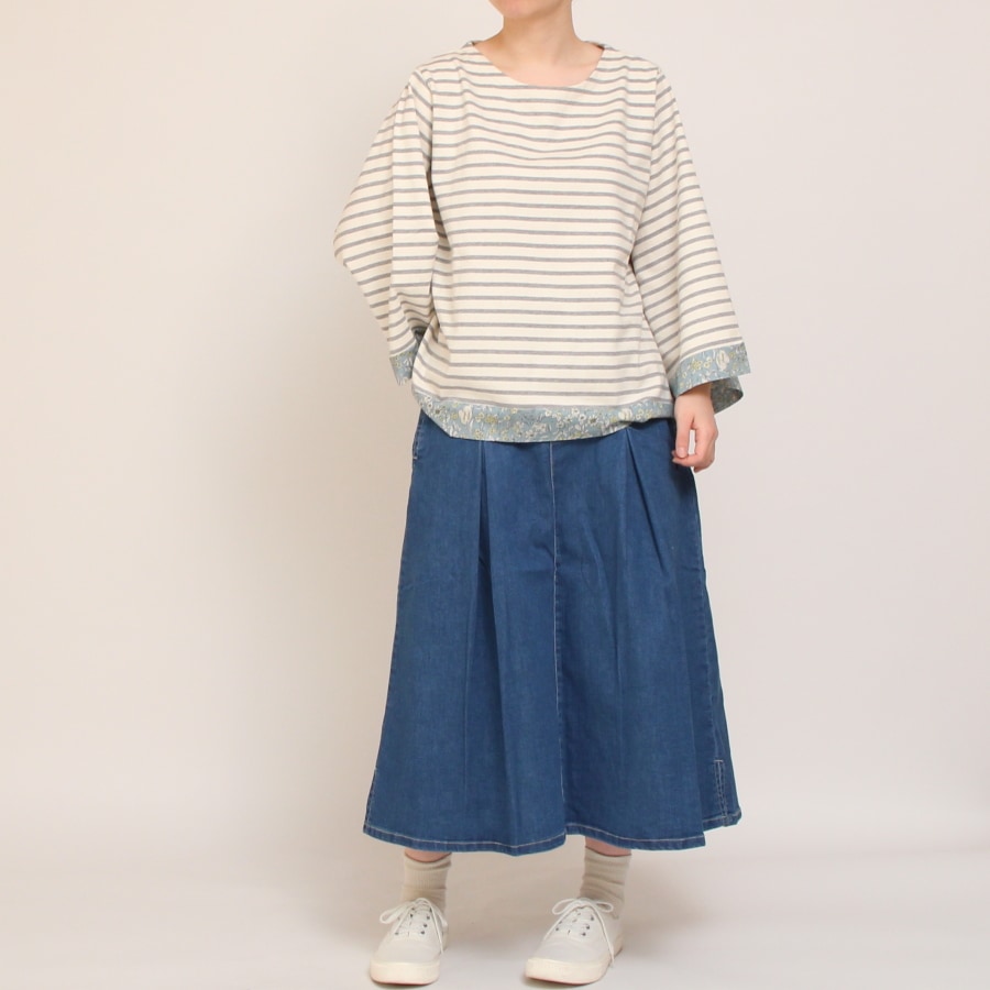 【30%OFF】【WHITE・NAVYのみ 残り僅か】LIBERTYボーダーMIXプルオーバー
