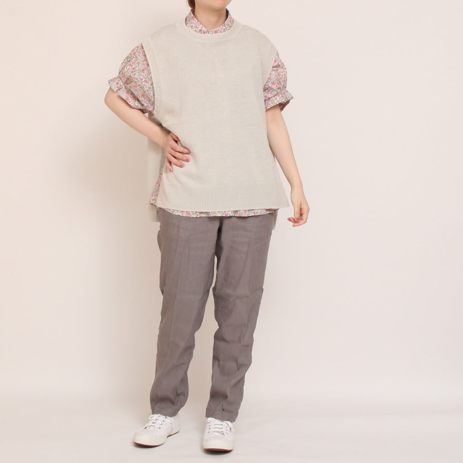 【50%OFF】【IVORY・MINTのみ 残り僅か】mao made UVカットリネン サイド釦ベスト