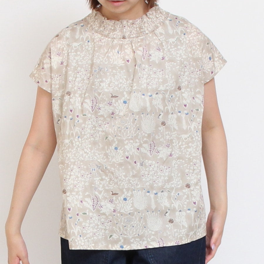 【20%OFF】【NAVYラスト1点】LIBERTY 2WAYシャーリングフレンチブラウス2507