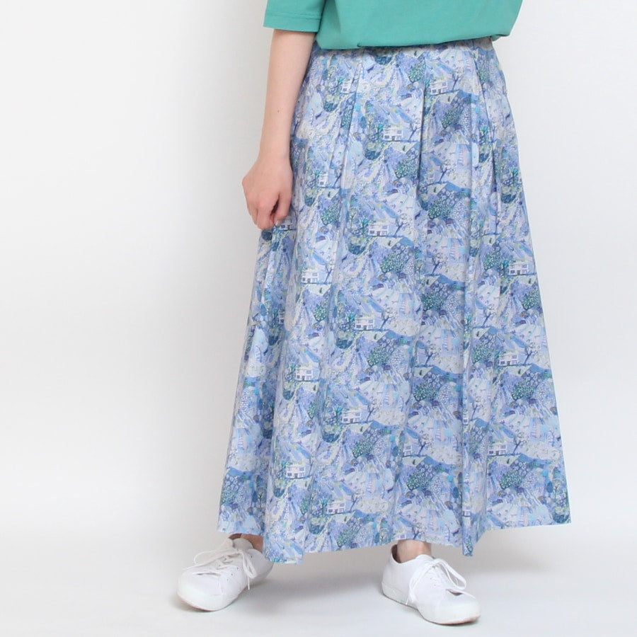 【WINE・BLUEラスト1点ずつ】リバティサイド釦スカート(2405)