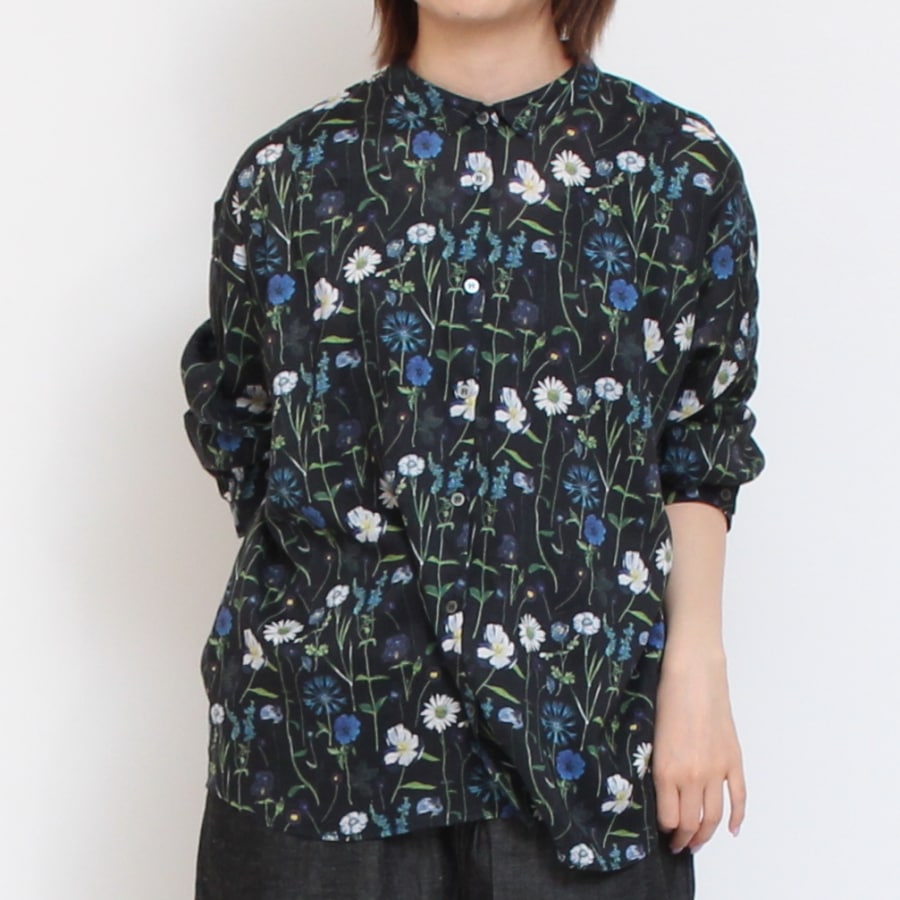 【IVORY・SAXのみ 残り僅か】【本店限定商品】シルフローンLIBERTY チビ襟チュニック2507