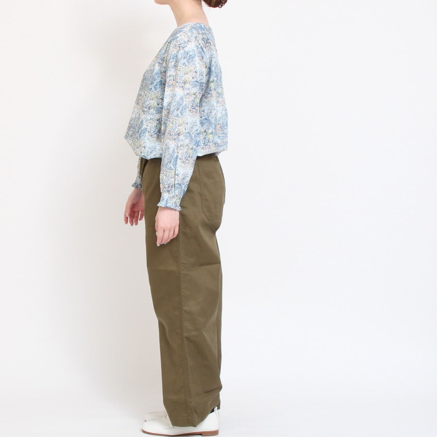 【20%OFF】【IVORYのみ ラスト1点】リバティボートネック シャーリング袖プルオーバー2508
