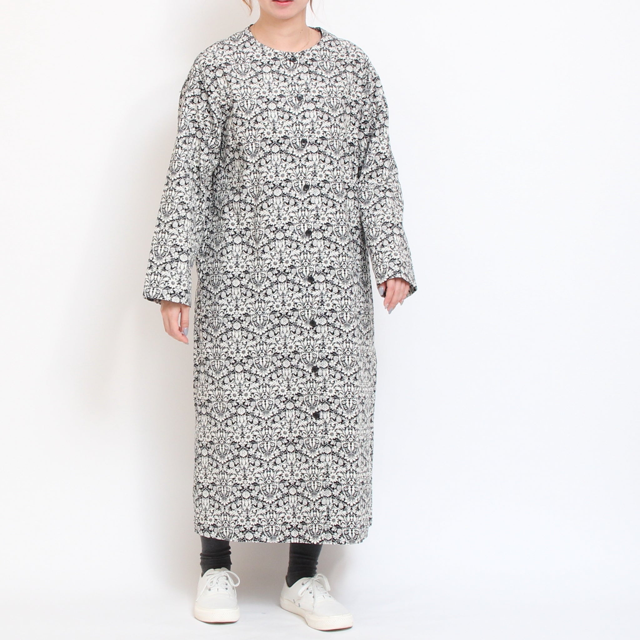 【BLACKラスト1点】コーデュロイLIBERTYノーカラーコートワンピース2511