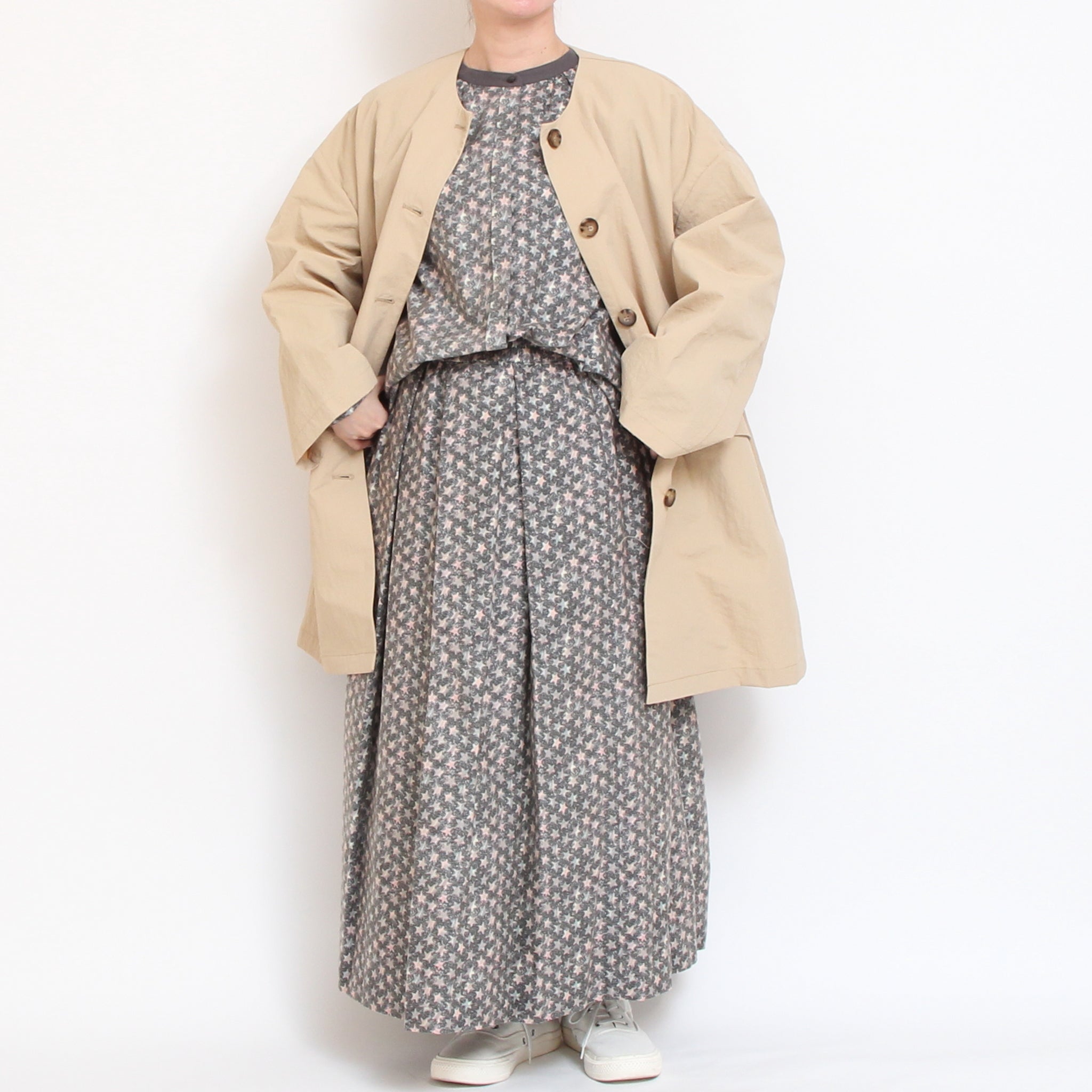 【NAVY・BLACKラスト1点】Cotton Flannelタックギャザースカート(2601)