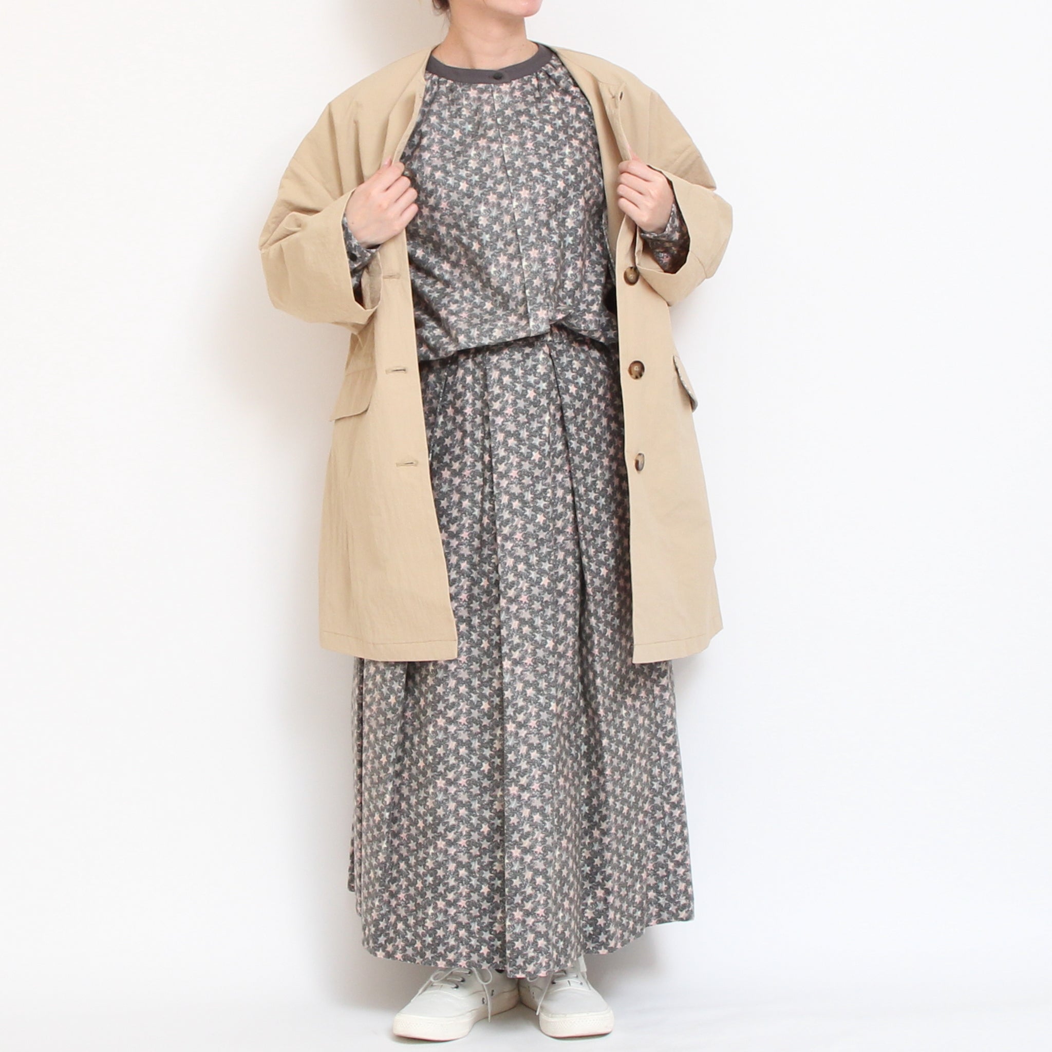 【NAVY・BLACKラスト1点】Cotton Flannelタックギャザースカート(2601)