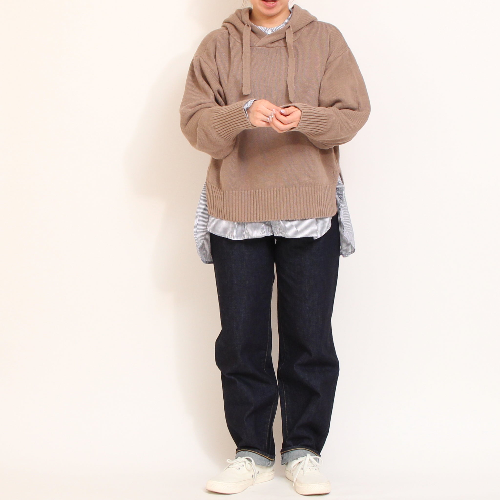 【RED残り僅か】Mao madeフード付きニットプルオーバー