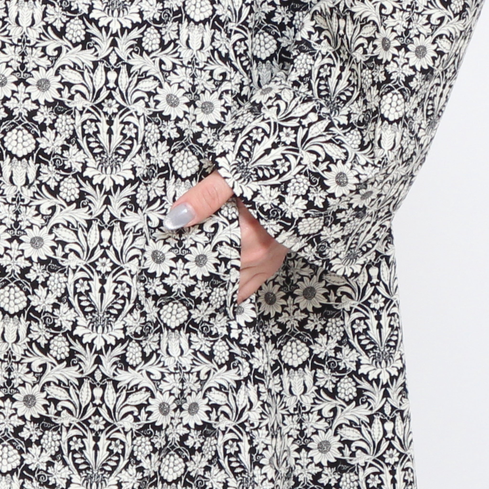 【BLACKラスト1点】コーデュロイLIBERTYノーカラーコートワンピース2511