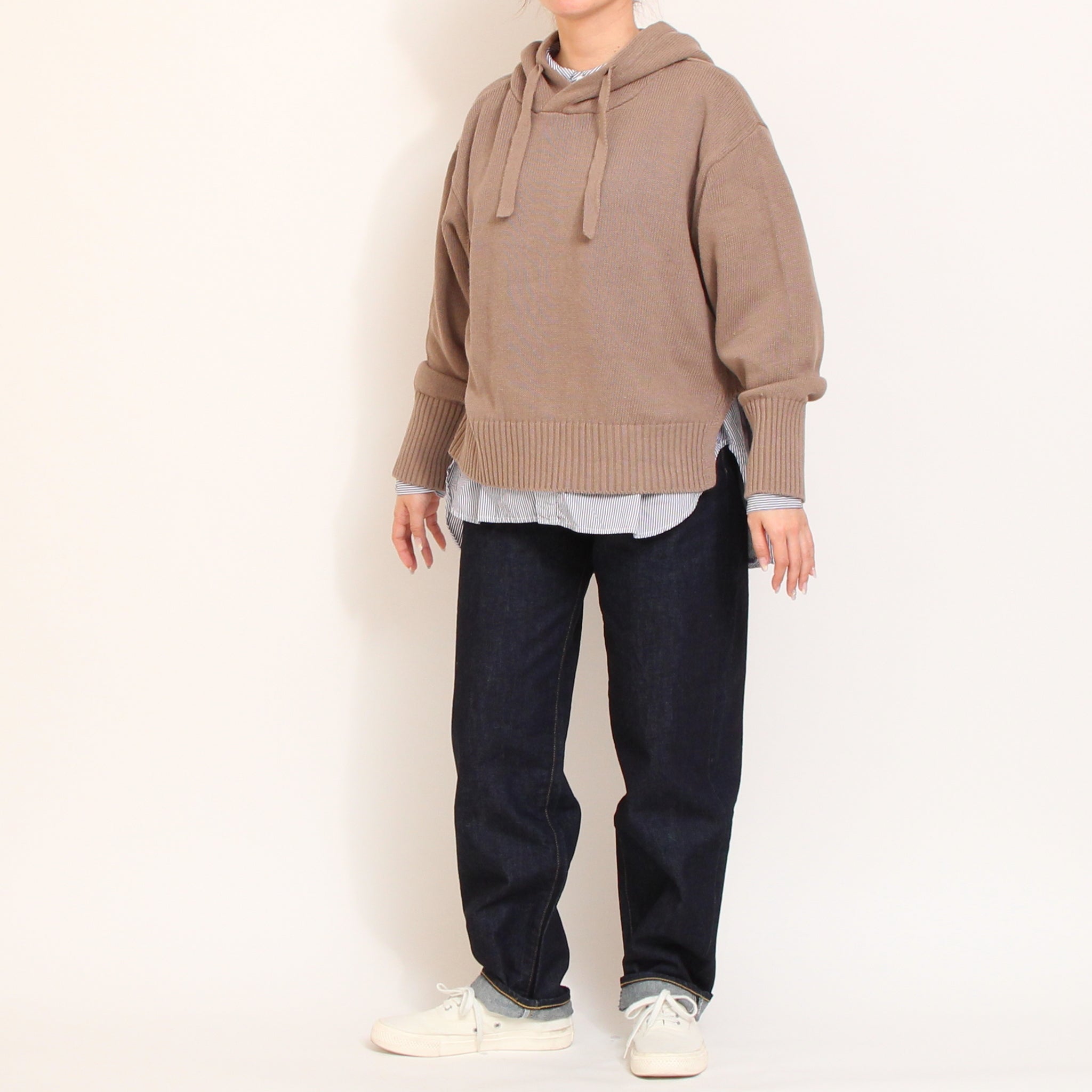 【RED残り僅か】Mao madeフード付きニットプルオーバー