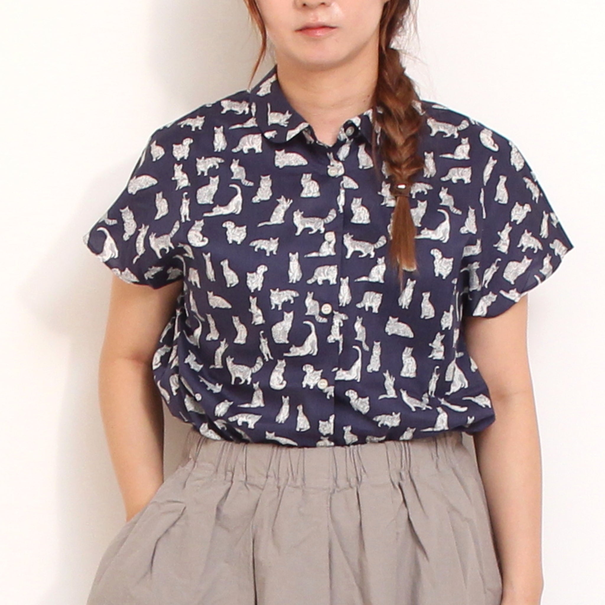 【8/31まで期間限定20%OFF】【Online shopのみ! BLUEラスト1点】リバティ半袖クロスカラーシャツ(2606)