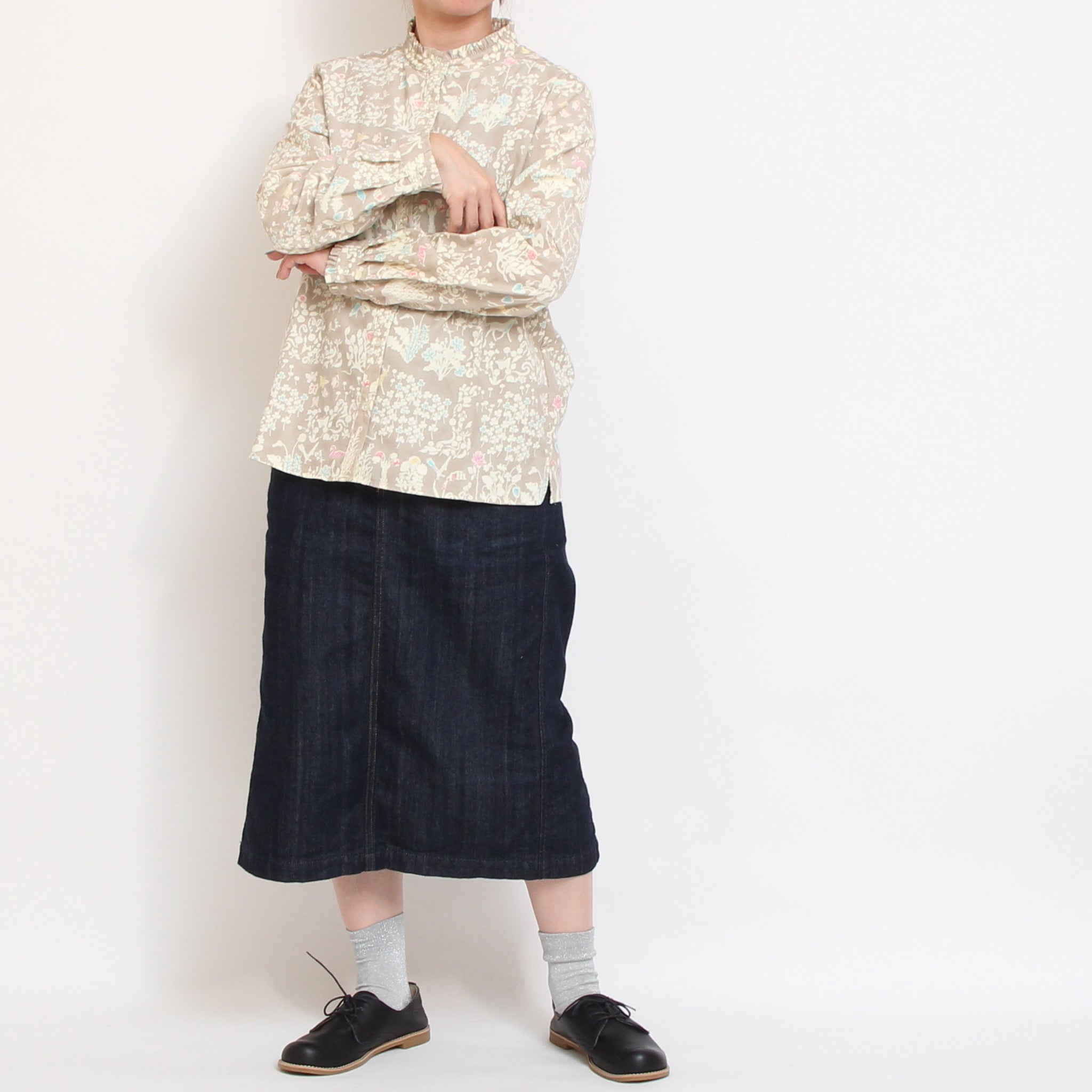 コーデュロイLIBERTYスタンドフリルシャツ2511