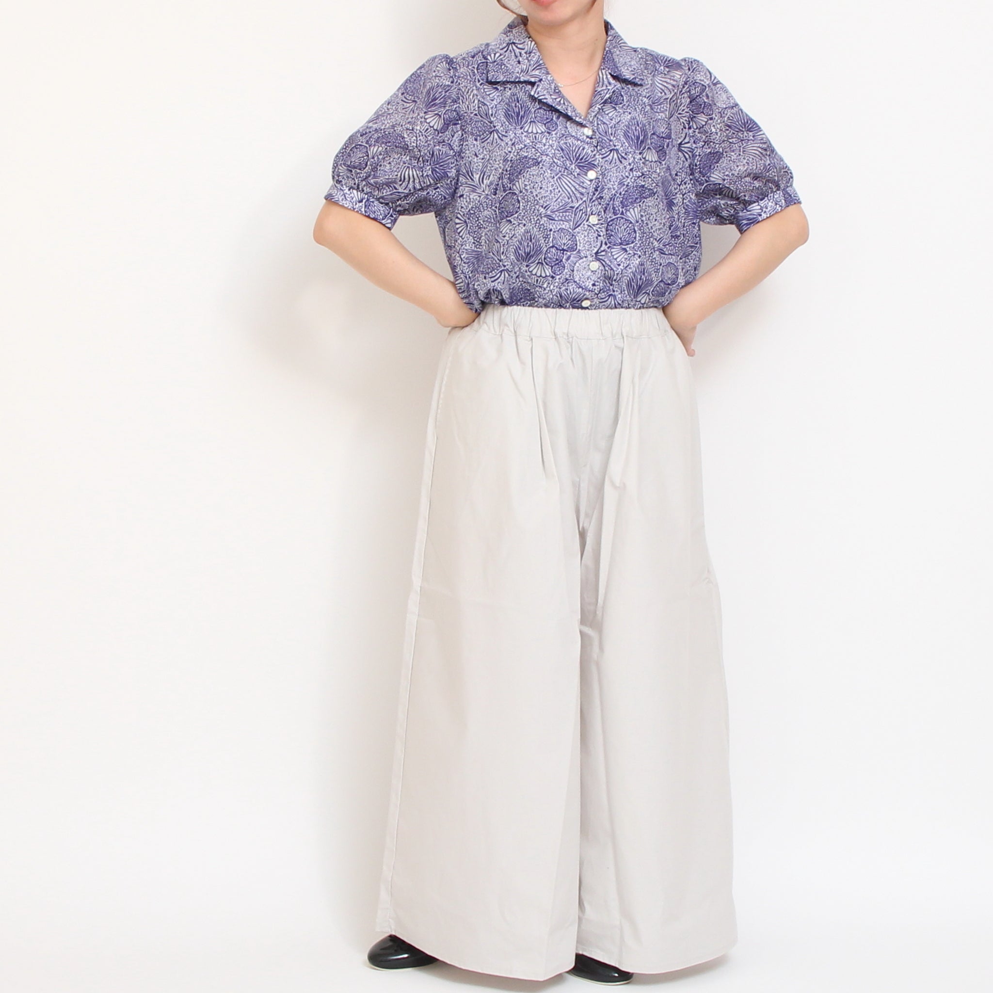 【期間限定15%OFF】綿シルクローン開襟シャツ73050