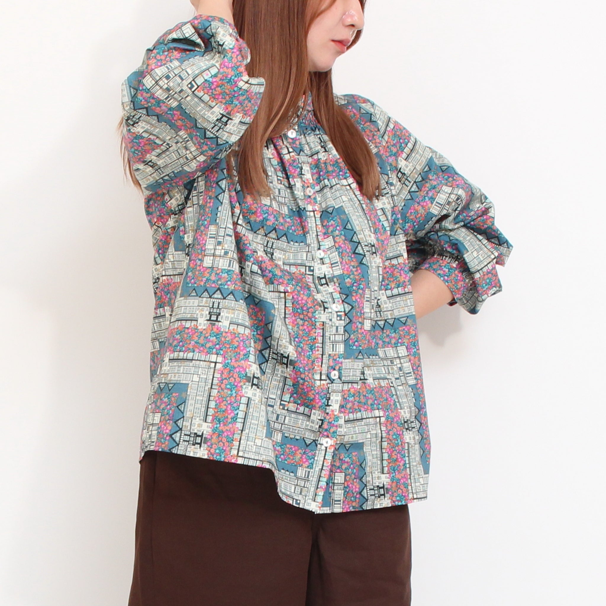 【吉祥寺本店限定】sosotto LIBERTYチビ衿シャーリングシャツ