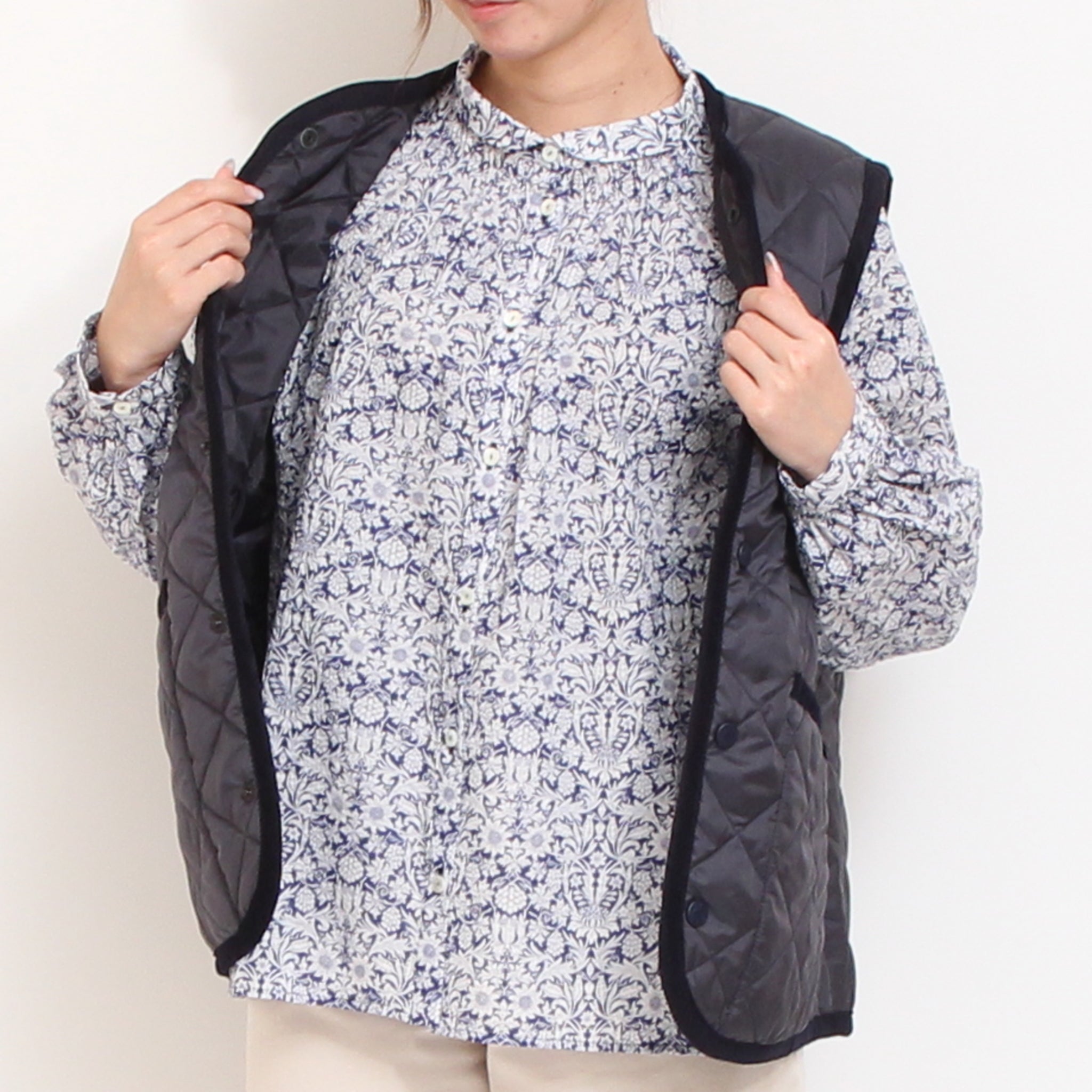 【20%OFF】【BLUE・REDラスト1点】イーストボーンLIBERTYチビ衿シャーリングシャツ2603