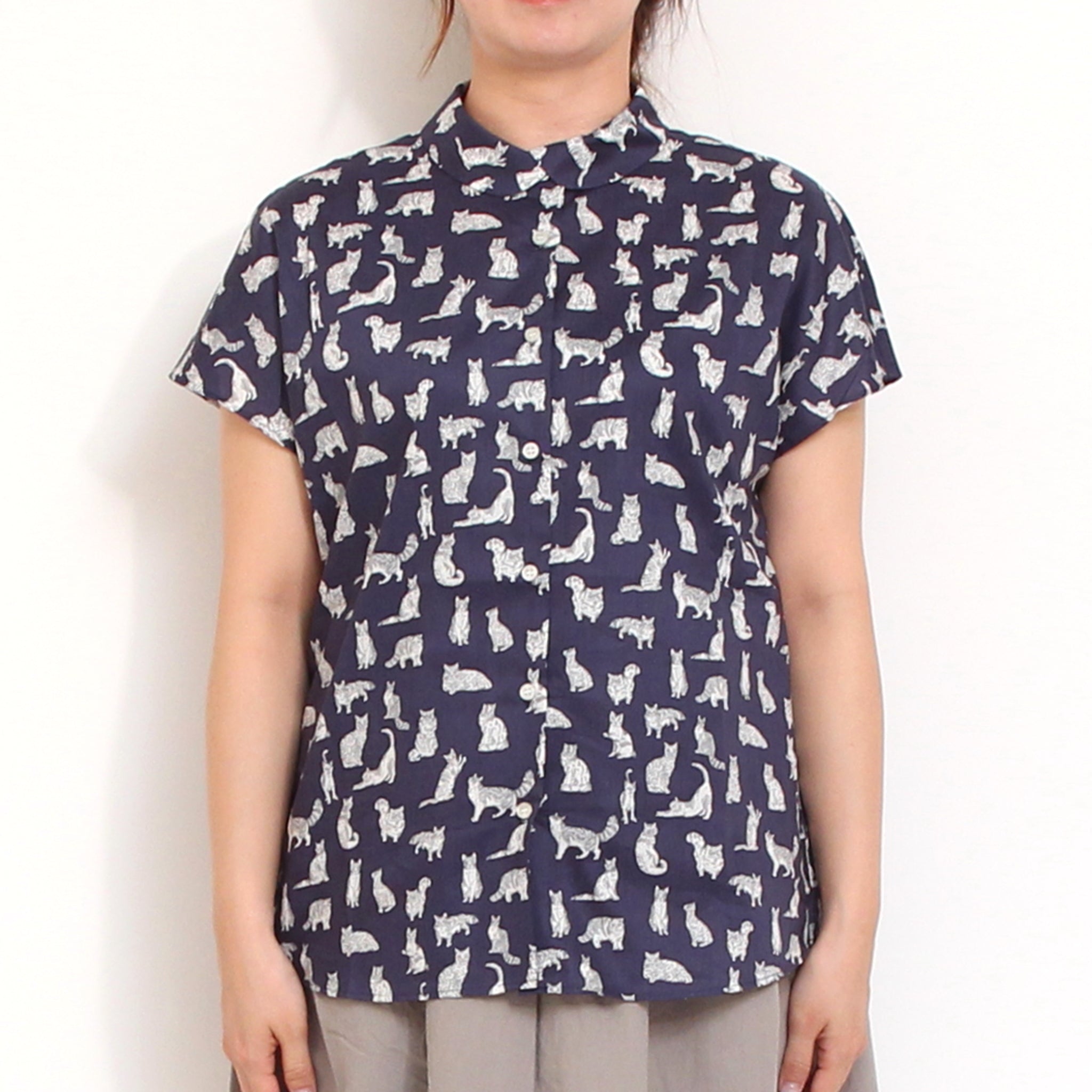 【8/31まで期間限定20%OFF】【Online shopのみ! BLUEラスト1点】リバティ半袖クロスカラーシャツ(2606)