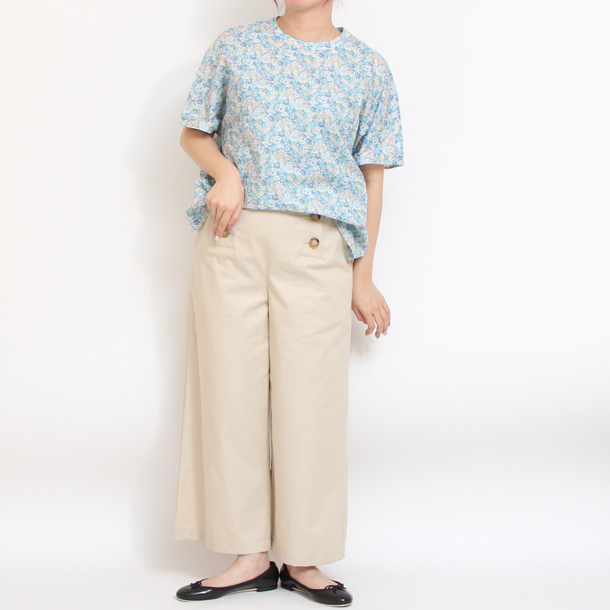 【本店限定商品】LIBERTYスタンド半袖Tシャツブラウス