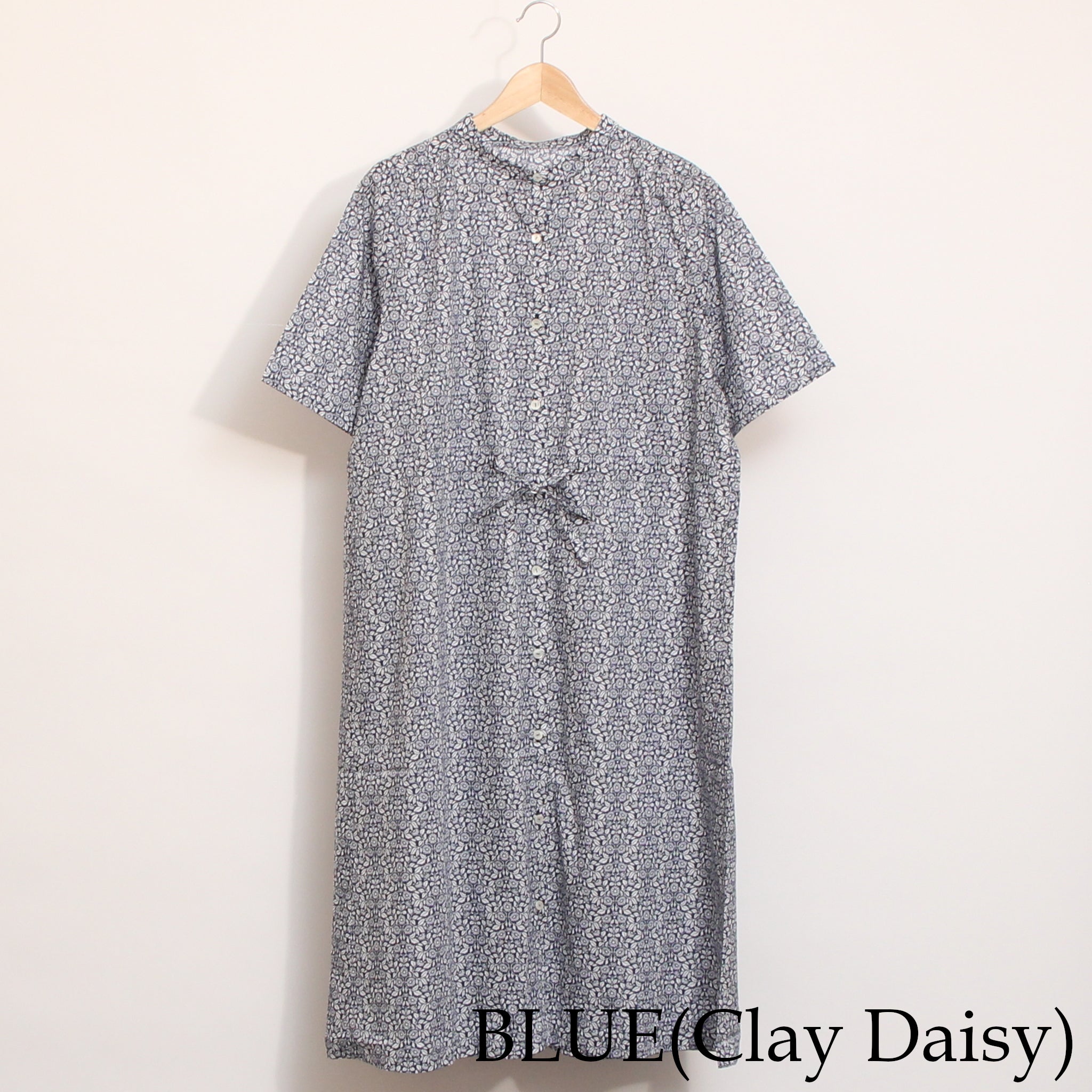 【期間限定15%OFF】【BLUEラスト1点】リバティ5分袖ウエストドロストワンピース2604