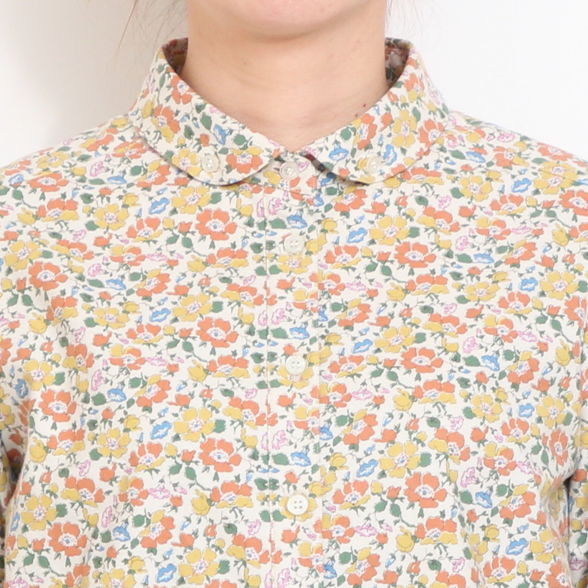 【BLUE残り僅か】Cotton Flannel丸襟ボタンダウンシャツ(2601)