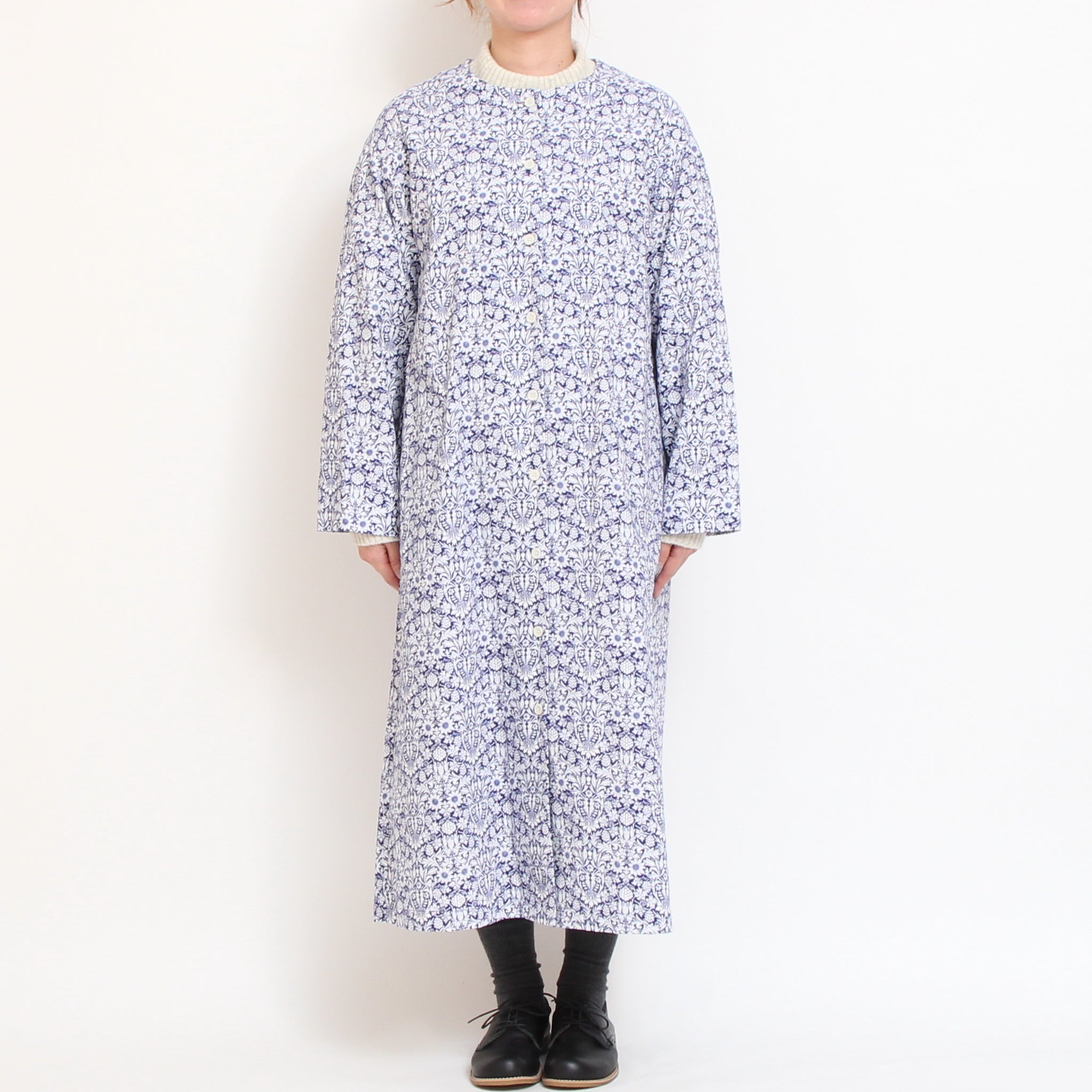 【BLACKラスト1点】コーデュロイLIBERTYノーカラーコートワンピース2511