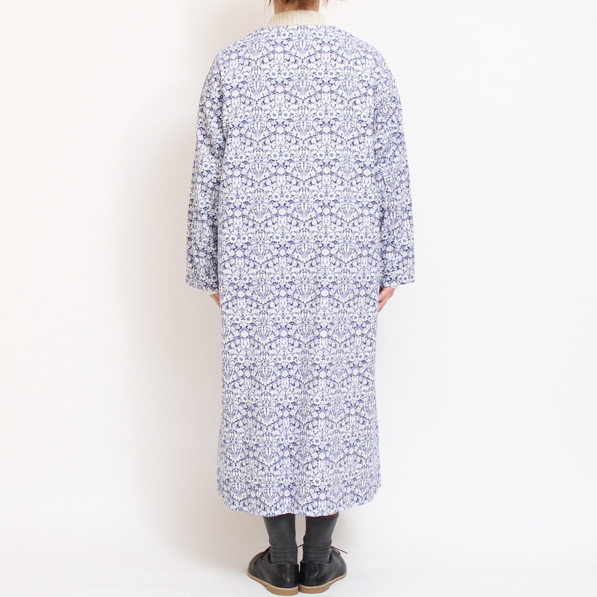 【BLACKラスト1点】コーデュロイLIBERTYノーカラーコートワンピース2511