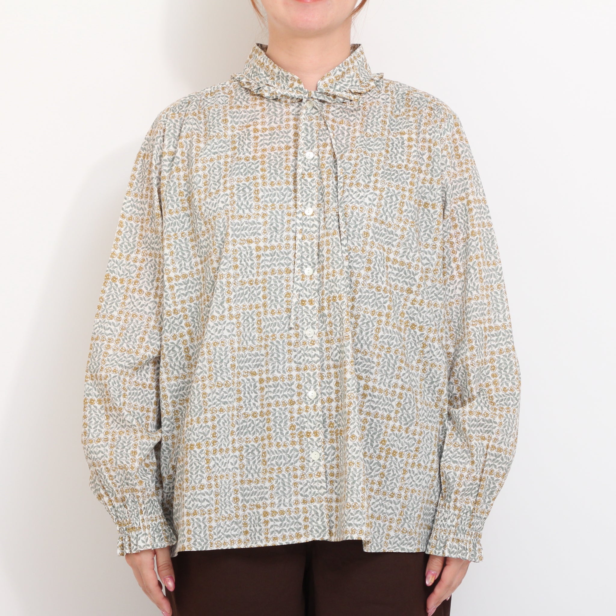 【本店限定商品】sosotto LIBERTYハイスタンドフリルシャツ