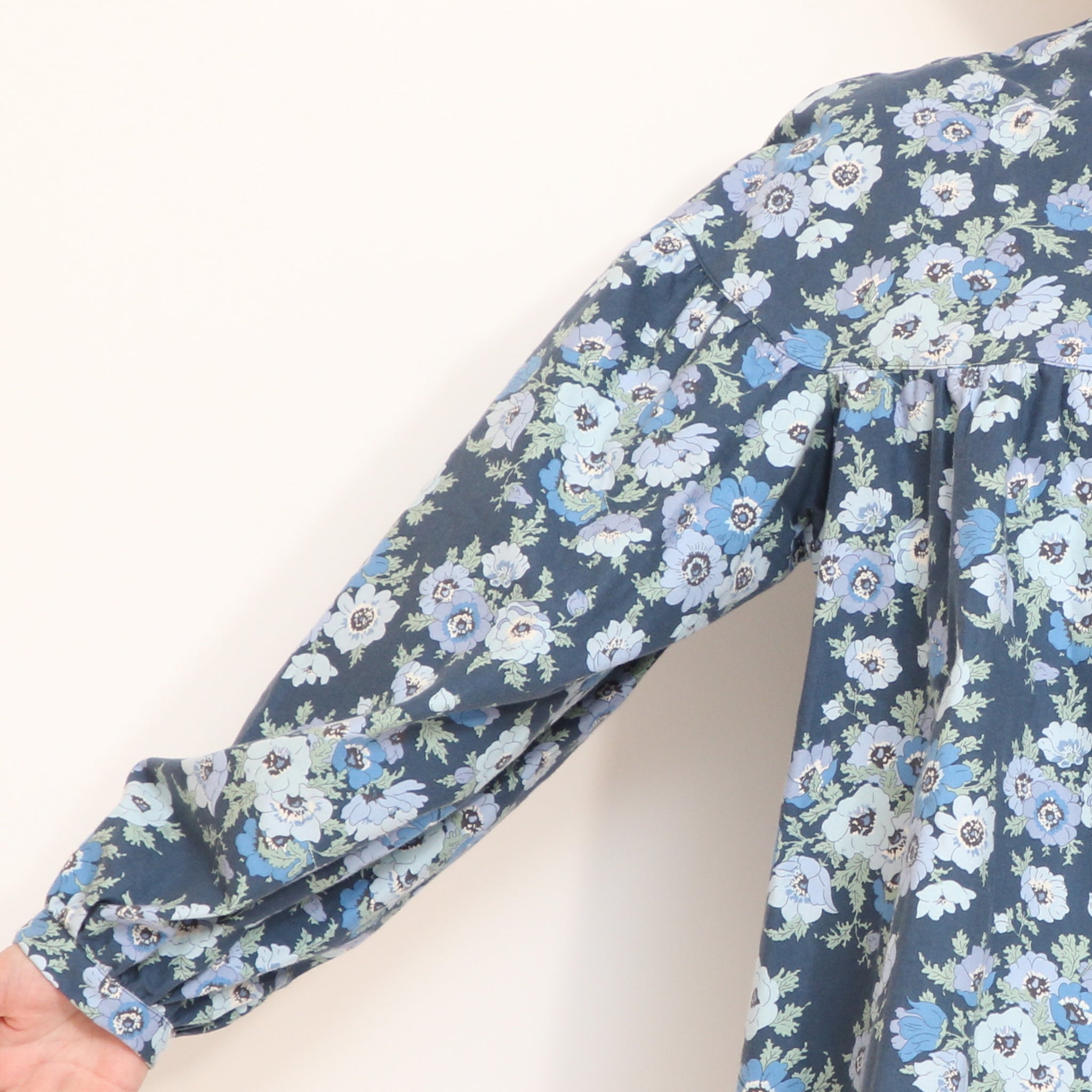 【NAVYラスト1点】Cotton Flannel切替ギャザーシャツ(2601)