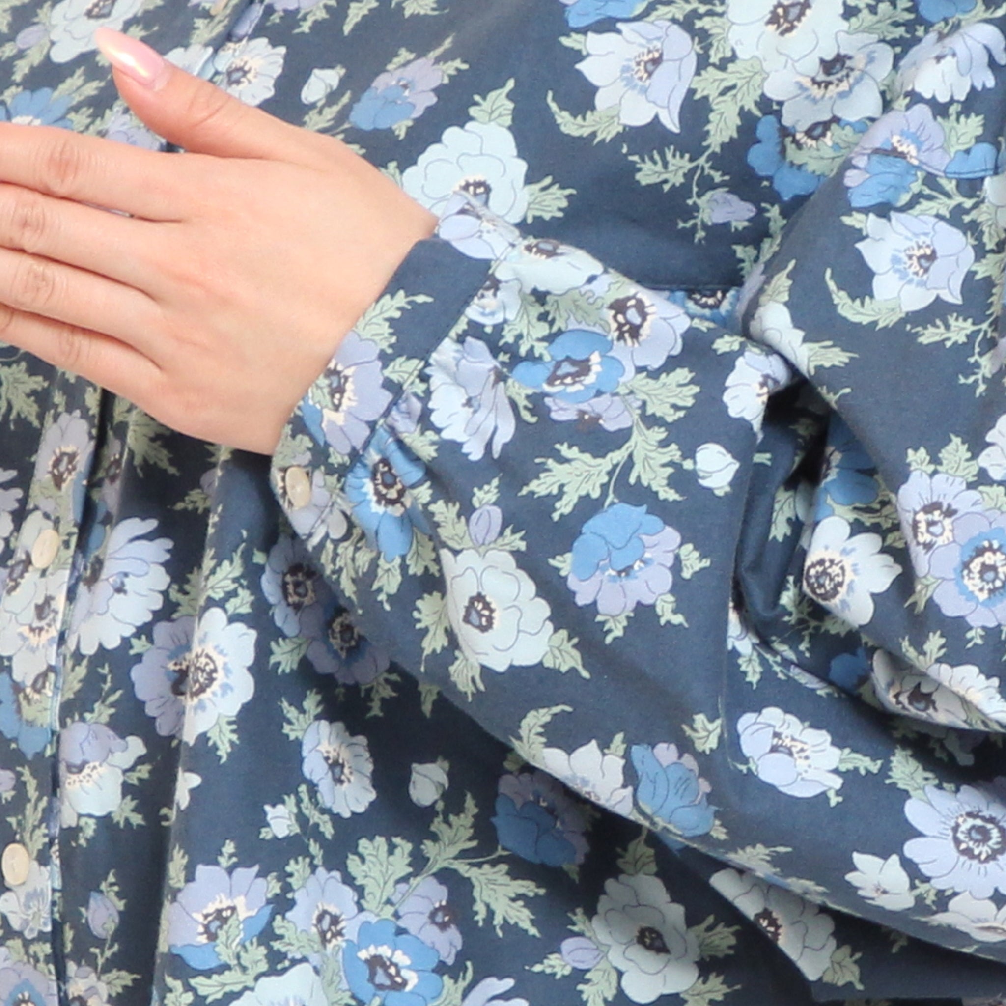 【NAVYラスト1点】Cotton Flannel切替ギャザーシャツ(2601)