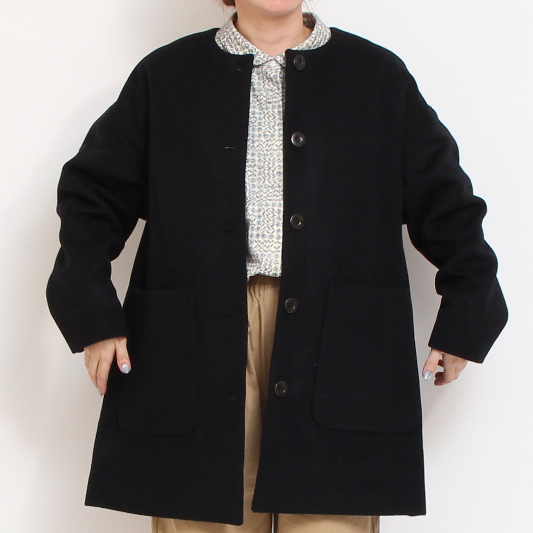 【BLACK残り僅か】裏リバティノーカラーコート(2510)