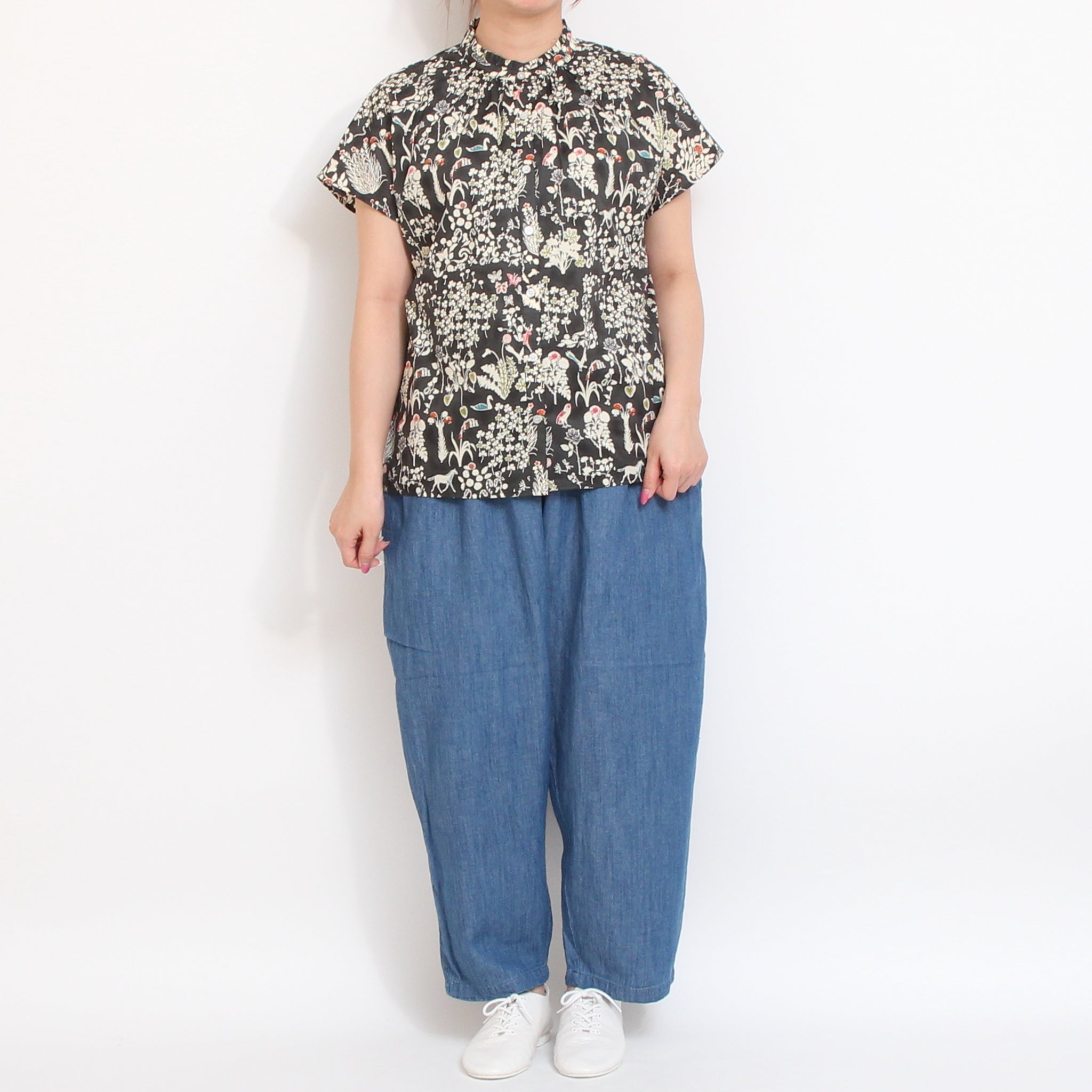 【本店限定商品】 リバティスタンドフリルギャザーシャツ2605