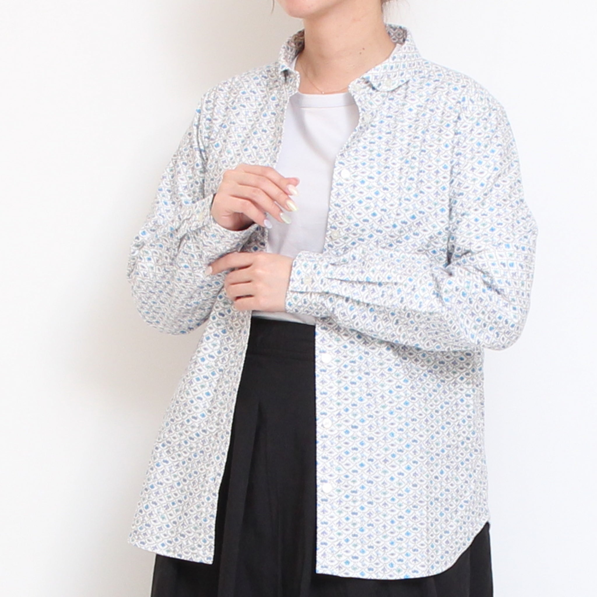 【BLUE残り僅か】Cotton Flannel丸襟ボタンダウンシャツ(2601)